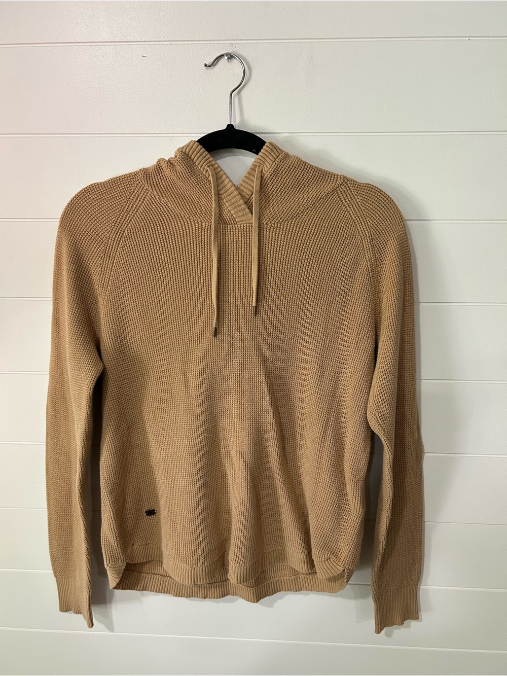 Lauren Ralph Lauren Tan Waffle-Knit Crewneck Hoodie Sweater
